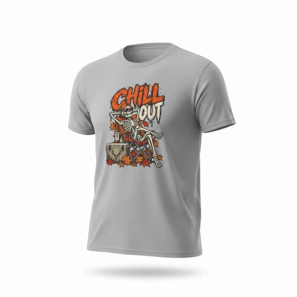 Chill Out Skeleton Shirt, Funny Halloween T-Shirt, Fall Skeleton Tee